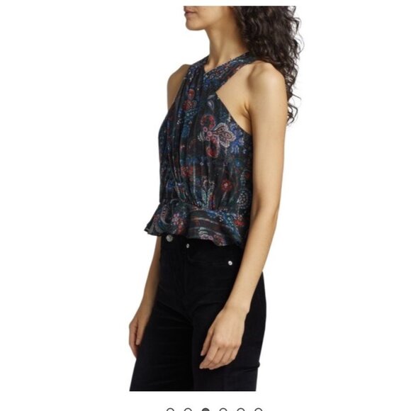 Veronica Beard Kailani Halter Metallic Top Size 10 Sleeveless NWT $398 - Picture 12 of 15